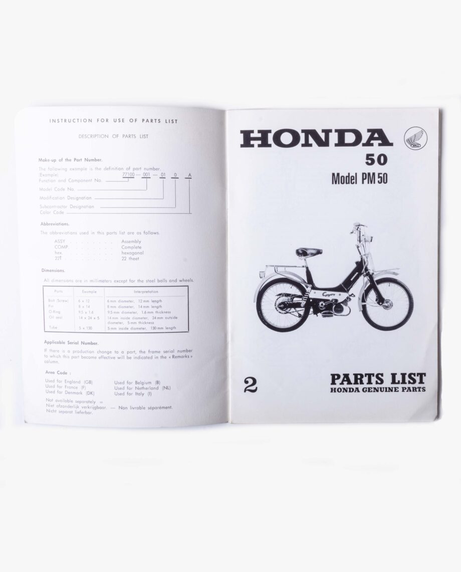 Parts list Honda PM50 (10301) - Image 2